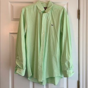 Vineyard Vines light green checked dress shirt